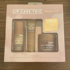 Nature Love Lip Care Trio Brown Sugar Scrub, Balm, Sleeping Mask